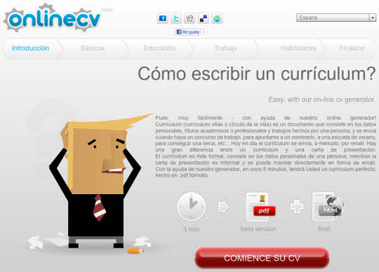 Onlinecv. Aplicación gratuita para generar tu curriculum online