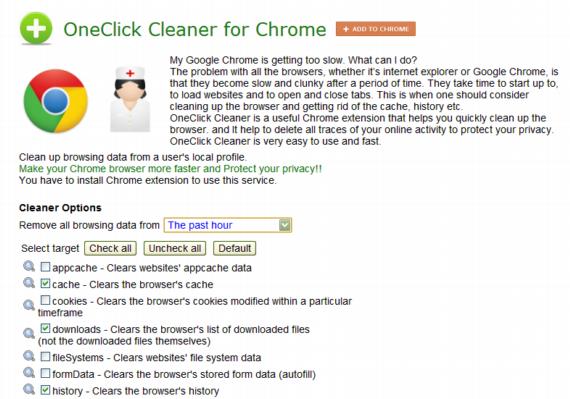 One Click Cleaner. Optimiza tu navegador Chrome para una navegación más rápida