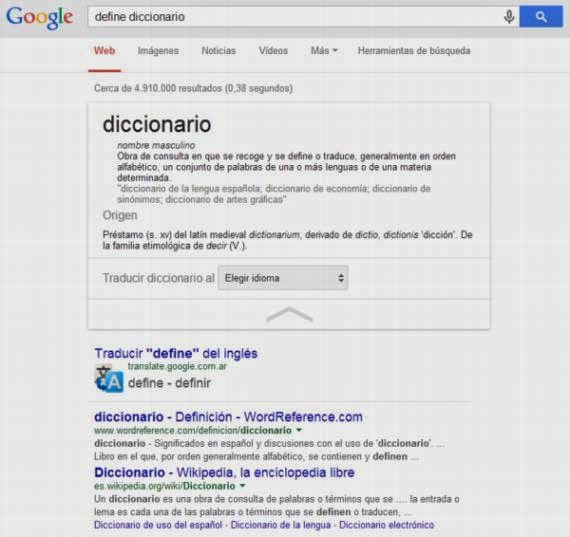Usar Google para buscar definiciones de palabras