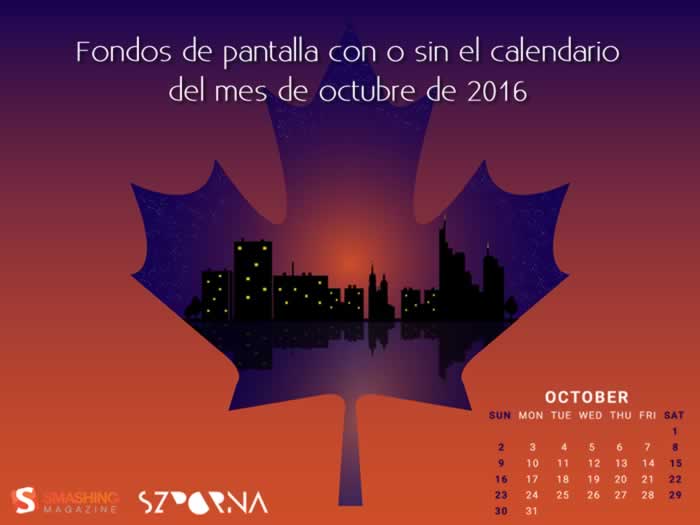 Fondos de pantalla con o sin el calendario del mes de octubre de 2016