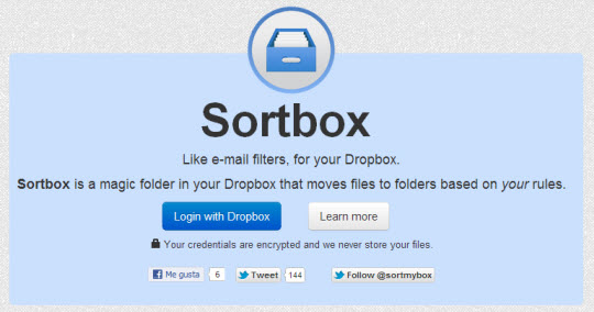 Sortbox. Aplica filtros para organizar los archivos que subes a Dropbox