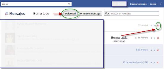 Borrar total o parcialmente mensajes en Facebook desde Chrome