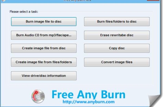 Free Any Burn. Utilidad gratuita para grabar CD, DVD y Blu-ray