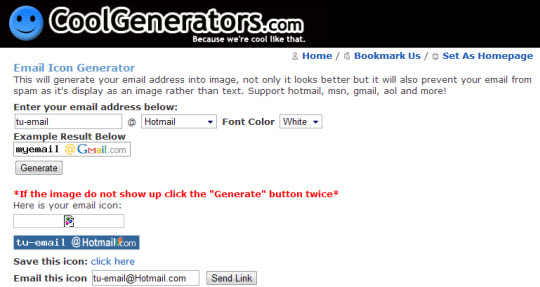 Email Icon Generator. Tu email en una imagen