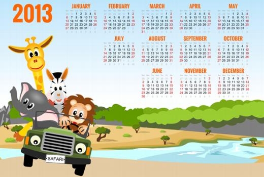 4 creativos calendarios 2013 para niños totalmente editables y gratuitos