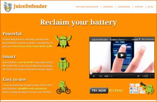 JuiceDefender. Optimiza el consumo de batería en dispositivos con Android