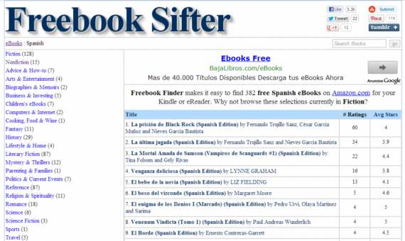 Freebook Sifter. 382 ebooks gratuitos para Kindle en español