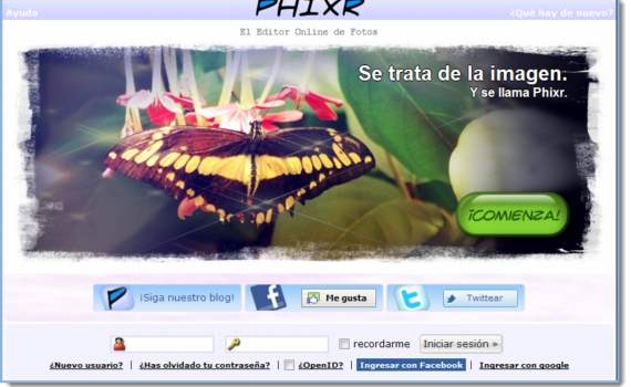 Phixr. Completo y sencillo editor de imágenes gratuito en español