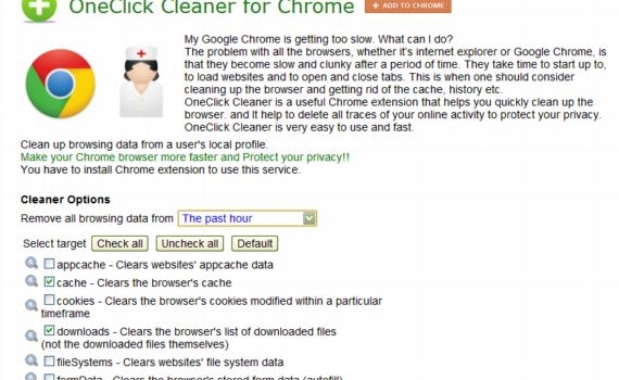 One Click Cleaner. Optimiza tu navegador Chrome para una navegación más rápida