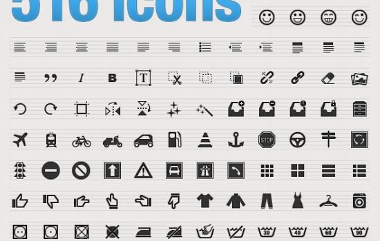 Completo pack gratuito de 516 hermosos iconos variados