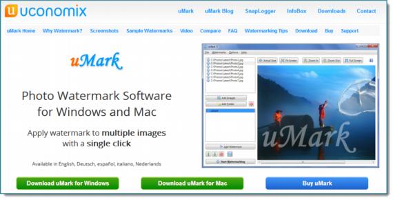 uMark. Software gratuito para agregar texto e imágenes como marca de agua