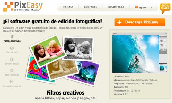 PixEasy. Programa editor de fotografías muy fácil, en español y gratis