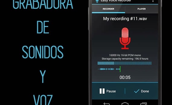 Grabadora de sonidos y voz para móviles con Android