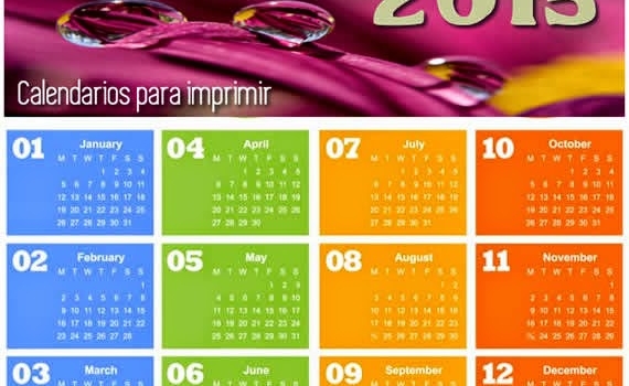 Calendario 2015 anual, semestral o mensual para imprimir gratis