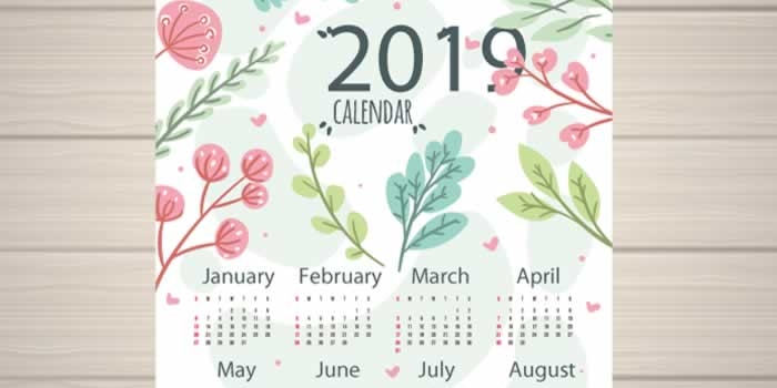 Más calendarios 2019 para descargar gratis e imprimir
