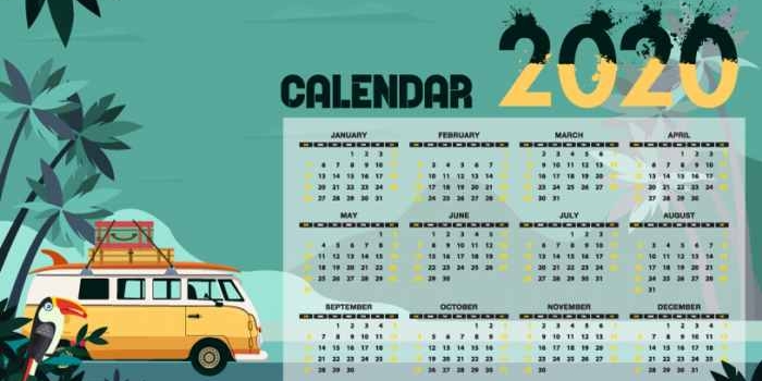 Más calendarios 2020 listos para imprimir