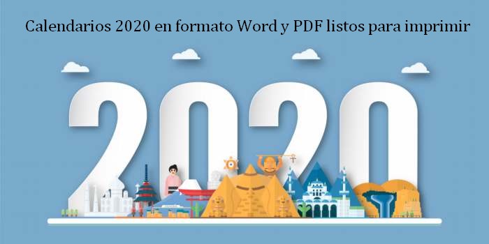 Plantilla Calendario 2020 Word Gratis 